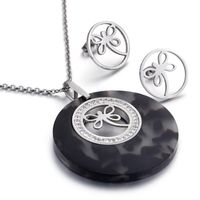 Fashion Water Droplets Heart Shape Titanium Steel Inlay Rhinestones Earrings Necklace 1 Set sku image 1
