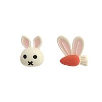 Cute Rabbit Carrot Alloy Enamel Stoving Varnish Ear Studs main image 5