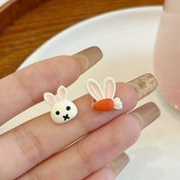 Cute Rabbit Carrot Alloy Enamel Stoving Varnish Ear Studs main image 4