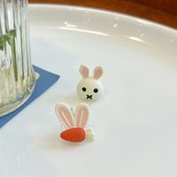 Cute Rabbit Carrot Alloy Enamel Stoving Varnish Ear Studs main image 2