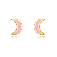 Simple Style Moon Copper Ear Studs Enamel Copper Earrings main image 5