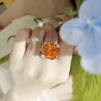 Fashion Flower Copper Rings Inlay Artificial Gemstones Copper Rings main image 4
