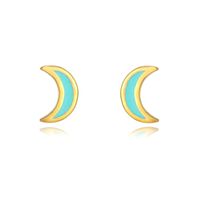 Simple Style Moon Copper Ear Studs Enamel Copper Earrings main image 3