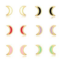 Simple Style Moon Copper Ear Studs Enamel Copper Earrings main image 1
