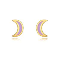 Simple Style Moon Copper Ear Studs Enamel Copper Earrings sku image 4