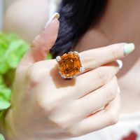 Fashion Flower Copper Rings Inlay Artificial Gemstones Copper Rings main image 3