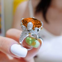 Fashion Flower Copper Rings Inlay Artificial Gemstones Copper Rings sku image 1