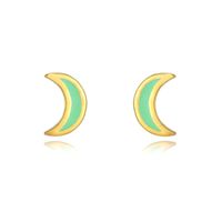 Simple Style Moon Copper Ear Studs Enamel Copper Earrings sku image 7