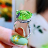 Fashion Geometric Copper Rings Inlay Artificial Gemstones Copper Rings sku image 1