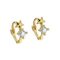 Simple Style Star Copper Hoop Earrings Plating Inlay Rhinestones Copper Earrings sku image 1