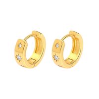 1 Paire Rétro Rond Le Cuivre Zircon Boucles D'oreilles Cerceau sku image 4