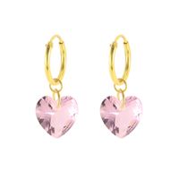 Simple Style Heart Shape Copper Drop Earrings Plating Artificial Crystal Copper Earrings main image 5