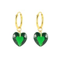 Simple Style Heart Shape Copper Drop Earrings Plating Artificial Crystal Copper Earrings main image 4