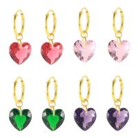 Simple Style Heart Shape Copper Drop Earrings Plating Artificial Crystal Copper Earrings main image 1