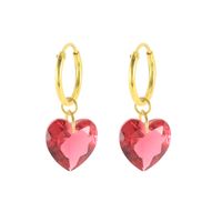 Simple Style Heart Shape Copper Drop Earrings Plating Artificial Crystal Copper Earrings main image 2