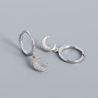 Fashion Moon Inlay Silver Rhinestones Earrings sku image 1