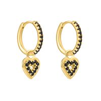 Retro Heart Shape Copper Drop Earrings Plating Inlay Zircon Copper Earrings sku image 2