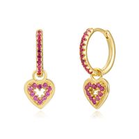 Retro Heart Shape Copper Drop Earrings Plating Inlay Zircon Copper Earrings sku image 3