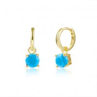 Fashion Geometric Water Drop Leaf Round Turquoise Copper Earrings sku image 8