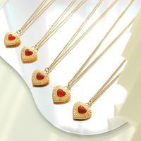 French Style Heart Shape Titanium Steel Pendant Necklace Inlay Agate Stainless Steel Necklaces main image 5