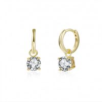 Mode Rond Le Cuivre Boucles D'oreilles Placage Incruster Zircon Boucles D'oreilles En Cuivre sku image 1