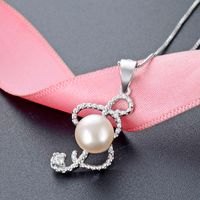 Fashion Letter Sterling Silver Pendant Necklace Plating Artificial Pearls 925 Silver Necklaces main image 1