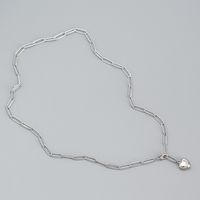 Fashion Heart Shape Silver Necklace Patchwork Stainless Steel Necklaces main image 5