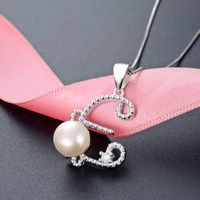 Fashion Letter Sterling Silver Pendant Necklace Plating Artificial Pearls 925 Silver Necklaces main image 5