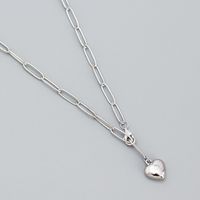 Fashion Heart Shape Silver Necklace Patchwork Stainless Steel Necklaces sku image 2