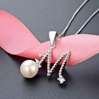 Fashion Letter Sterling Silver Pendant Necklace Plating Artificial Pearls 925 Silver Necklaces main image 4