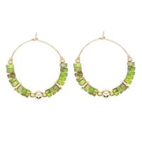 1 Pair Bohemian Geometric Beaded Alloy Women's Hoop Earrings sku image 6