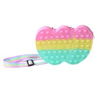 Kid's Color Block Heart Shape Silica Gel Multicolor Zipper Kids Wallets main image 4