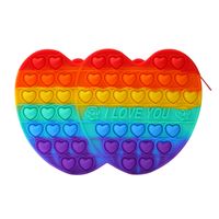 Kid's Color Block Heart Shape Silica Gel Multicolor Zipper Kids Wallets sku image 1