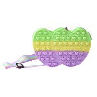 Kid's Color Block Heart Shape Silica Gel Multicolor Zipper Kids Wallets main image 3