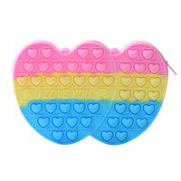 Kid's Color Block Heart Shape Silica Gel Multicolor Zipper Kids Wallets sku image 5