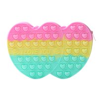 Kid's Color Block Heart Shape Silica Gel Multicolor Zipper Kids Wallets sku image 3