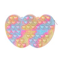 Unisex Small Silica Gel Color Block Cute Heart-shaped Zipper Coin Purse sku image 2