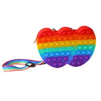 Kid's Color Block Heart Shape Silica Gel Multicolor Zipper Kids Wallets sku image 6
