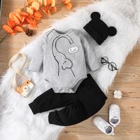 Cute Elephant Polyester Printing Pants Sets Baby Clothes main image 1