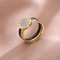 Vintage Style Letter Stainless Steel Inlay Zircon Rings main image 1