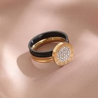 Vintage Style Letter Stainless Steel Inlay Zircon Rings main image 3