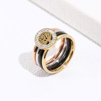 Vintage Style Tree Stainless Steel Rings Inlay Zircon Stainless Steel Rings 1 Piece main image 1
