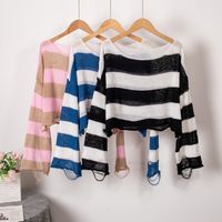 Fashion Stripe Knit Round Neck Long Sleeve Regular Sleeve Sweater main image 1