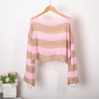 Fashion Stripe Knit Round Neck Long Sleeve Regular Sleeve Sweater sku image 2