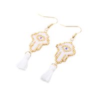 Women Earrings Creative Fashion Miyuki Rice Beads Woven Peacock Feather Ear Jewelry sku image 11