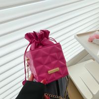 Women's Small Pu Leather Solid Color Streetwear Square String Crossbody Bag main image 5