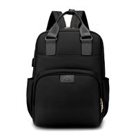 Women's Medium Oxford Cloth Solid Color Fashion Oval Zipper Diaper Bags Fashion Backpack sku image 1