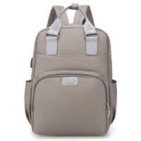 Women's Medium Oxford Cloth Solid Color Fashion Oval Zipper Diaper Bags Fashion Backpack sku image 4