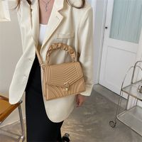 Women's Small Pu Leather Stripe Fashion Square Lock Clasp Crossbody Bag main image 4