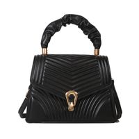 Women's Small Pu Leather Stripe Fashion Square Lock Clasp Crossbody Bag main image 5